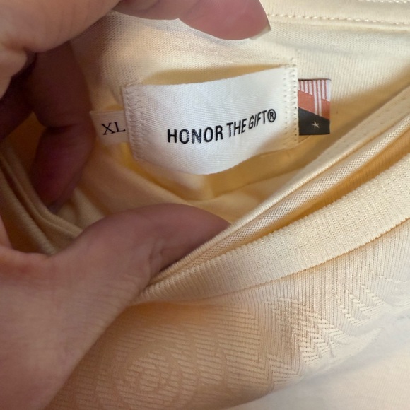 $85 HONOR THE GIFT WOMENS DOUBLE LAYER long sleeve TSHIRT (BEIGE / BONE) logo M - Picture 7 of 10